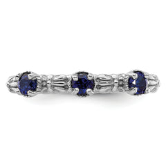 Sterling Silver Stackable Expressions Created Sapphire Three Stone Ring