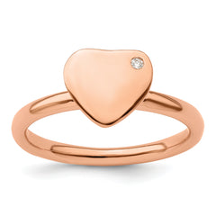 Sterling Silver Stackable Expressions Rose Gold-plated Heart Diamond Ring