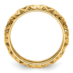 Sterling Silver Stackable Expressions Gold-plated Carved Ring