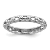 Sterling Silver Stackable Expressions Rhodium Carved Ring
