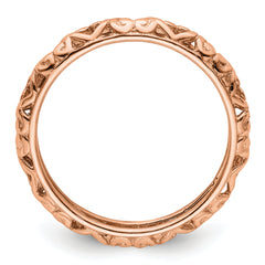Sterling Silver Stackable Expressions Pink-plated Carved Ring
