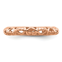 Sterling Silver Stackable Expressions Pink-plated Carved Ring