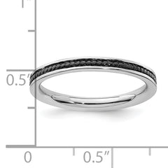 Sterling Silver Stackable Expressions Black-plated Channeled Ring