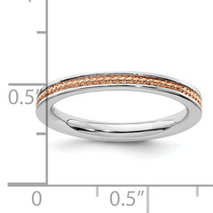 Sterling Silver Stackable Expressions Pink-plated Channeled Ring