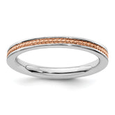 Sterling Silver Stackable Expressions Pink-plated Channeled Ring