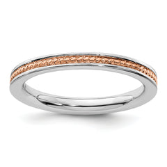 Sterling Silver Stackable Expressions Pink-plated Channeled Ring