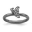Sterling Silver Stackable Expressions Black-plated Butterfly w/Diamond Ring