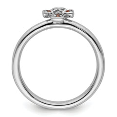 Sterling Silver Stackable Expressions Rhodium Garnet Cross Ring