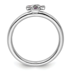 Sterling Silver Stackable Expressions Rhodium Amethyst Cross Ring