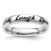 Sterling Silver Stackable Expressions Enamel Live Laugh Love Ring
