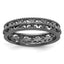 Filigree Cross Black-Plated Carved Stackable Band in Sterling Silver, Size 5–10 - Sophia Jewelers