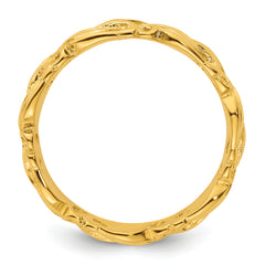 Sterling Silver Stackable Expressions Gold-plated Carved Band