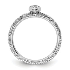 Sterling Silver Diamond Stackable Expressions Textured Heart Ring