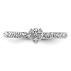 Sterling Silver Diamond Stackable Expressions Textured Heart Ring