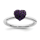 Sterling Silver Amethyst Stackable Expressions Heart Ring