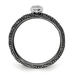 Sterling Silver Diamond Stackable Expressions Ruthenium Plated Heart Ring