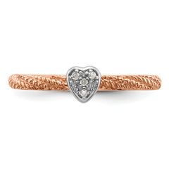 Sterling Silver Diamond Stackable Expressions Rose Gold Plated Heart Ring