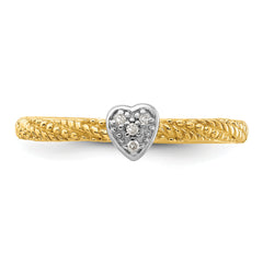 Sterling Silver Diamond Stackable Expressions Yellow Gold Plated Heart Ring