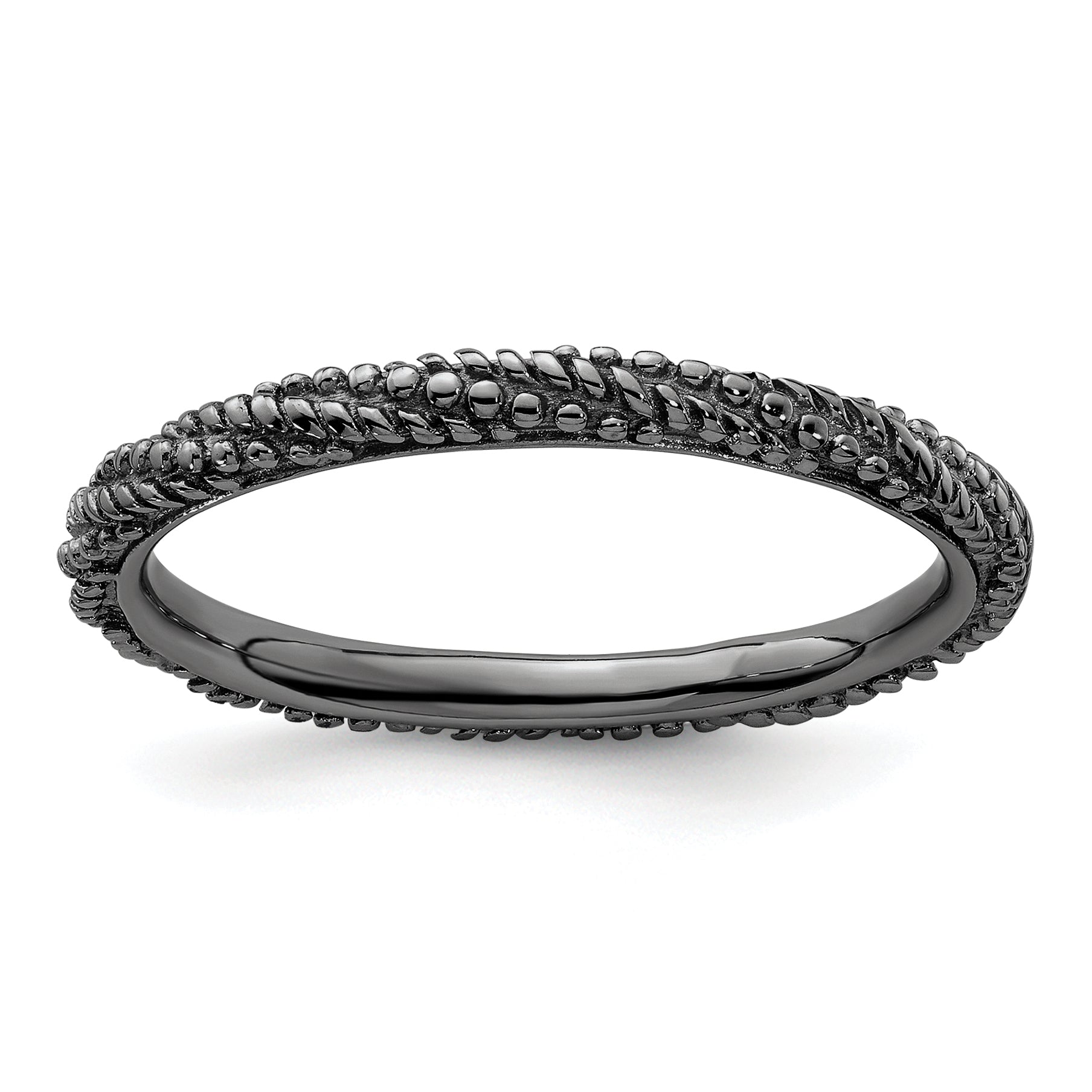 Sterling Silver Stackable Expressions Polished Ruthenium Plated Ring