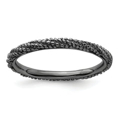 Sterling Silver Stackable Expressions Polished Ruthenium Plated Ring