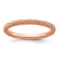 Sterling Silver Stackable Expressions Polished Rose Gold-plated Ring