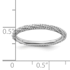 Sterling Silver Stackable Expressions Polished Textured Ring