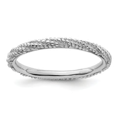 Sterling Silver Stackable Expressions Polished Textured Ring