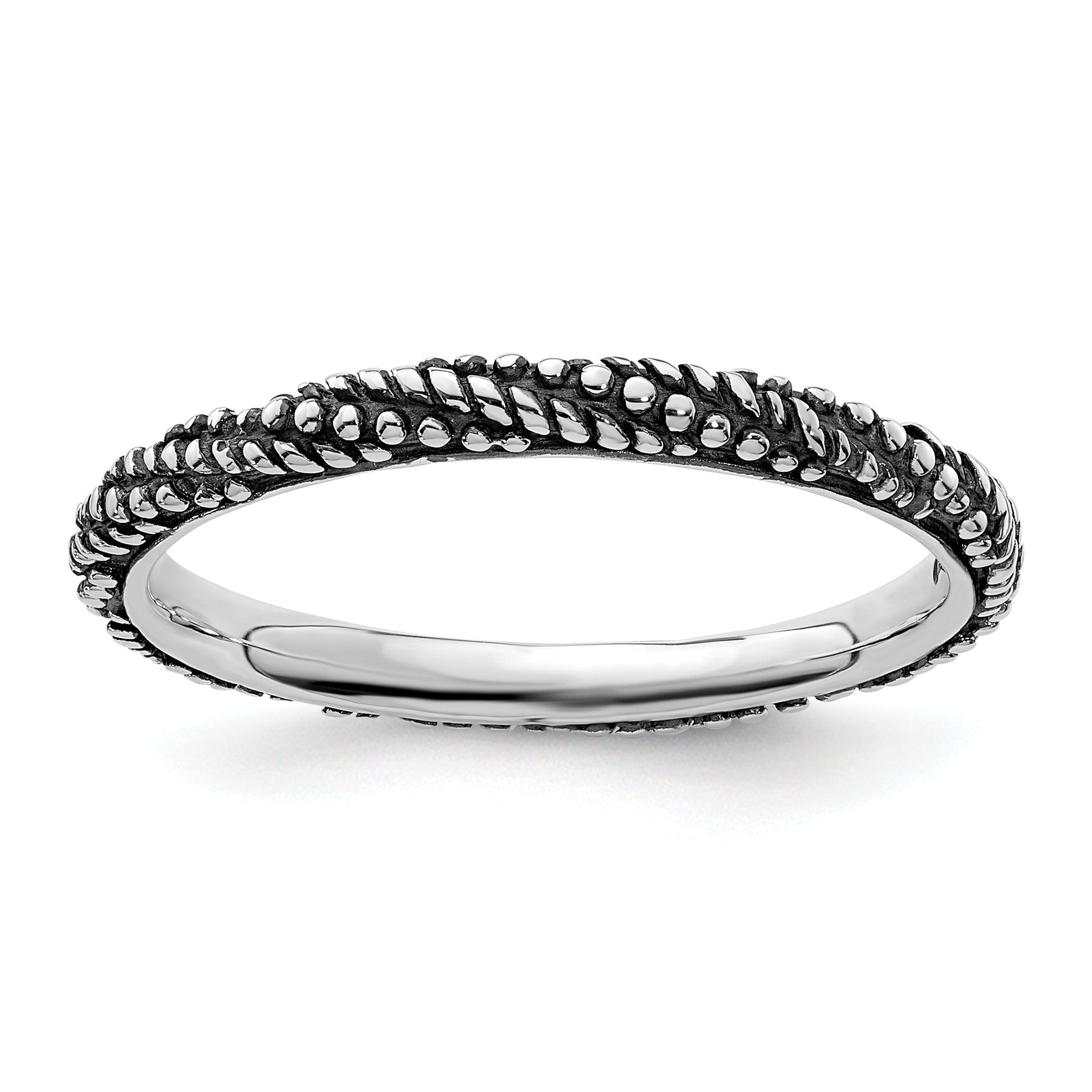 Sterling Silver Stackable Expressions Polished Antiqued Ring