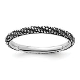 Sterling Silver Stackable Expressions Polished Antiqued Ring