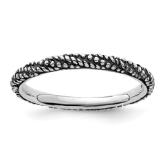 Sterling Silver Stackable Expressions Polished Antiqued Ring