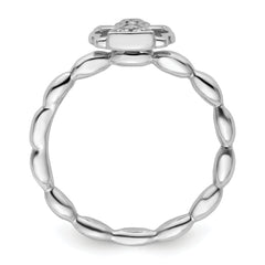 Sterling Silver Stackable Expressions Polished Diamond Angel w/halo Ring