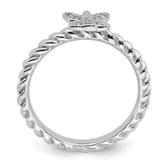 Sterling Silver Stackable Expressions Polished Diamond Angel Ring