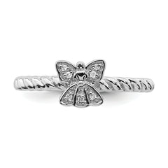 Sterling Silver Stackable Expressions Polished Diamond Angel Ring