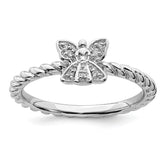 Sterling Silver Stackable Expressions Polished Diamond Angel Ring