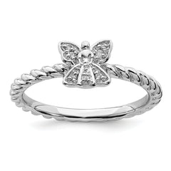 Sterling Silver Stackable Expressions Polished Diamond Angel Ring