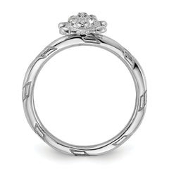 Sterling Silver Stackable Expressions Diamond Turtle Ring