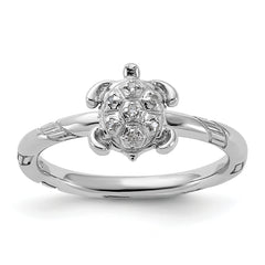Sterling Silver Stackable Expressions Diamond Turtle Ring