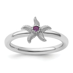 Sterling Silver Stackable Expressions Amethyst Starfish Ring