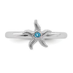 Sterling Silver Stackable Expressions Blue Topaz Starfish Ring