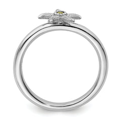 Sterling Silver Stackable Expressions Peridot Starfish Ring