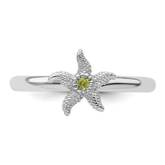 Sterling Silver Stackable Expressions Peridot Starfish Ring