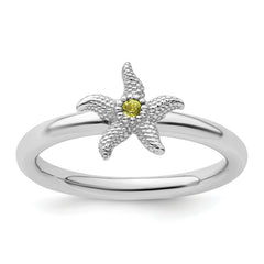 Sterling Silver Stackable Expressions Peridot Starfish Ring