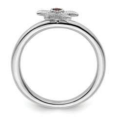 Sterling Silver Stackable Expressions Garnet Starfish Ring