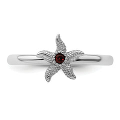 Sterling Silver Stackable Expressions Garnet Starfish Ring