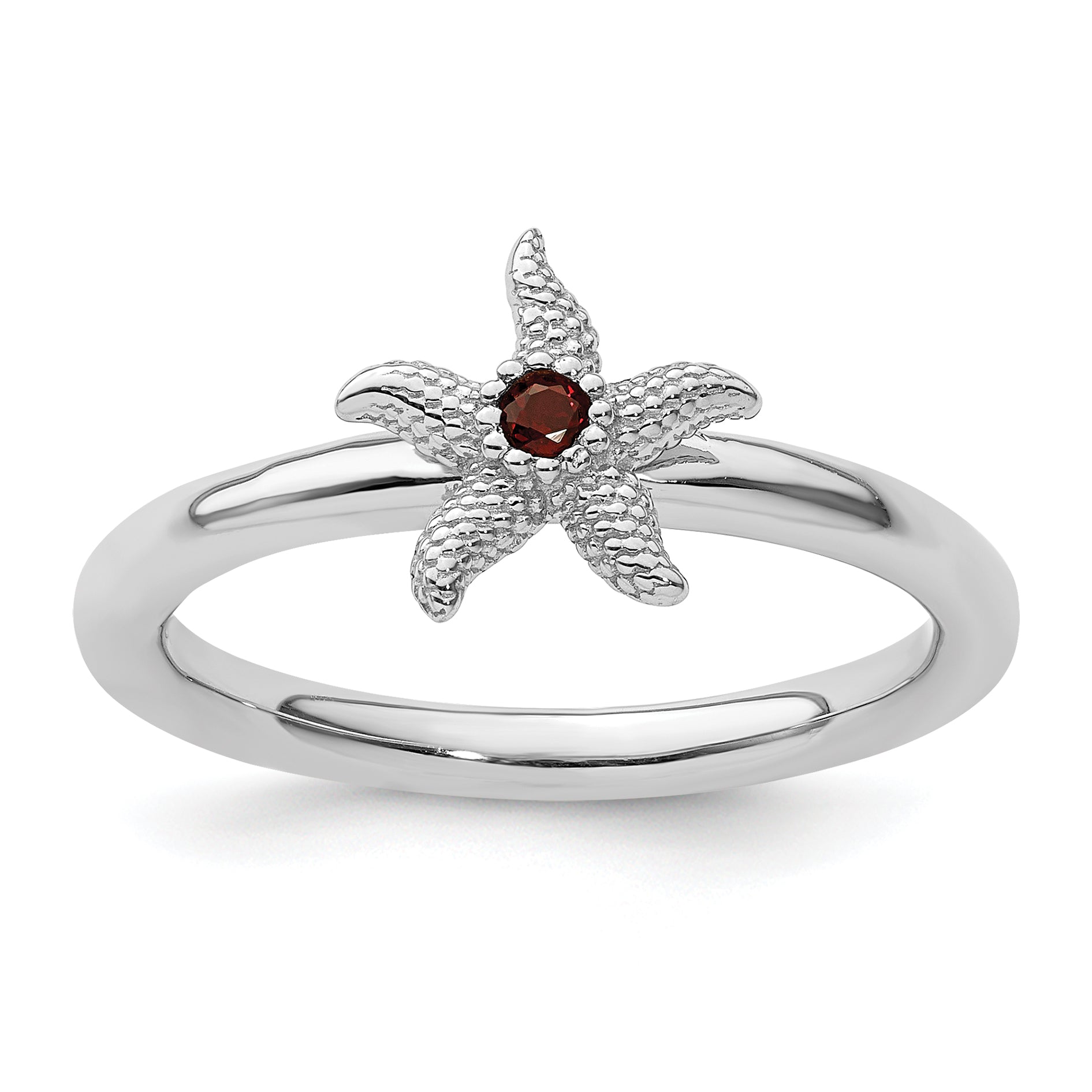 Sterling Silver Stackable Expressions Garnet Starfish Ring