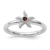 Sterling Silver Stackable Expressions Garnet Starfish Ring