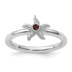 Sterling Silver Stackable Expressions Garnet Starfish Ring