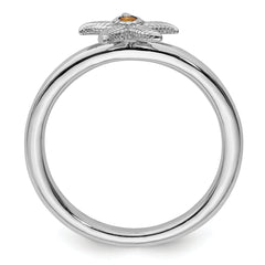 Sterling Silver Stackable Expressions Citrine Starfish Ring