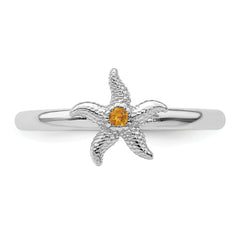 Sterling Silver Stackable Expressions Citrine Starfish Ring