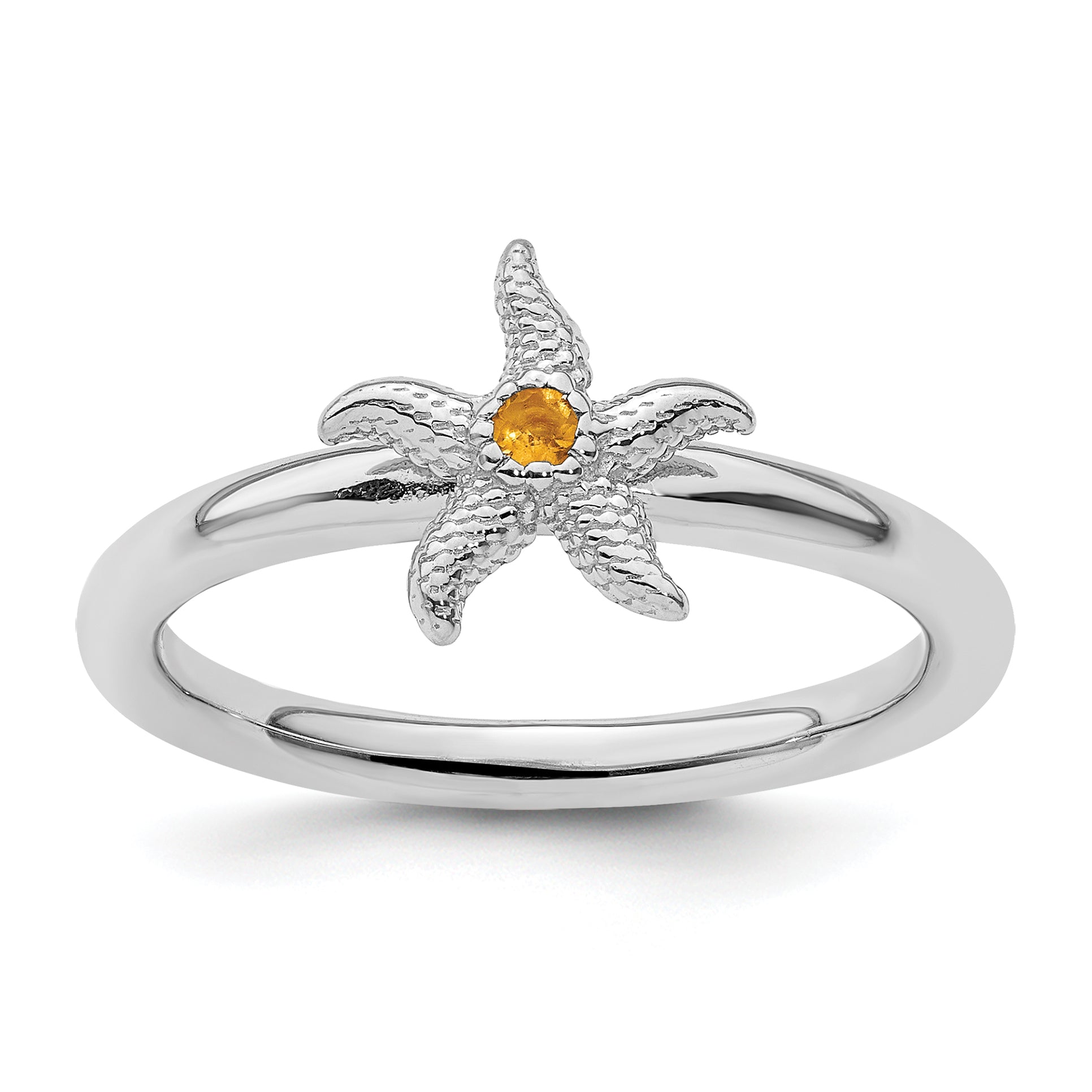 Sterling Silver Stackable Expressions Citrine Starfish Ring